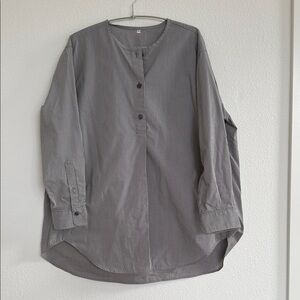 Muji Striped Henley Button Front Shirt